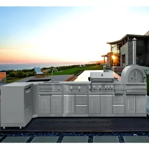 Venta Caliente Fuera Durable Impermeable Jardín BBQ Metal Acero Inoxidable Muebles de Cocina Exterior