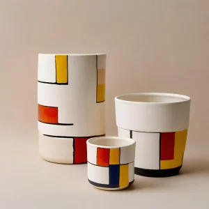 Mondrian style ceramic pots VDMK2403120