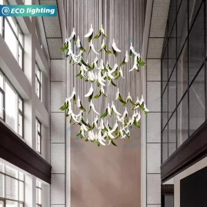 Modern Gold LED Glass Chandelier Designers Pendant Light for Hotel Living Room