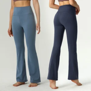 High Waist Solid Yoga Pants Women's High Elastic Casual Slimming Naked Sports Fitness Quick-drying Flared Sweat Yoga Pants