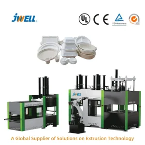 Jwell Compostable Automatic Sugarcane Degasse Wood Chips Bamboo Corn Stalk Wheat Straw Plant Fiber Bowl Plate Spoon Lid Pulp Molded Tableware Production Line