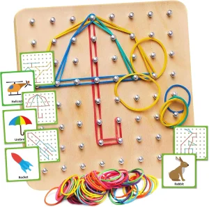 Wooden Geoboard Montessori Toy STEM Brain Teaser