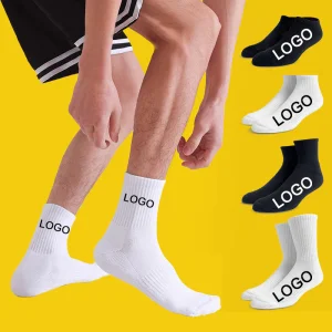 AI-MICH OEM Manufacture Low Cotton Packaging Jacquard Embroidery Print Knitted Crew Ankle Sport Socks