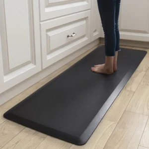 Amazon Mat Non-Slip Anti-Fatigue PVC Leather kitchen Floor Mat Black Gray 18mm PVC Kitchen Mat