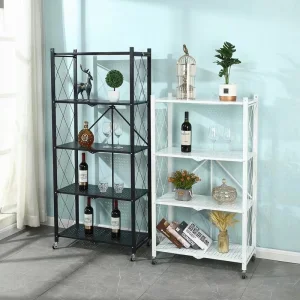 Five-Layer Metal 5-Tier Foldable Storage Rack for Kitchen Living Room & Garage-Eco-Friendly Shelving Units