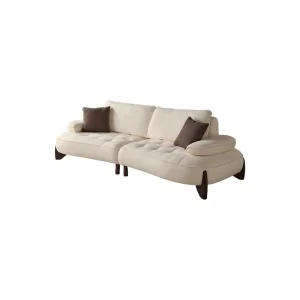 Italian Modern Living Room Furniture High End Leisure Modular White Fabric Curved Design Sofa Chair Set with Functional Back