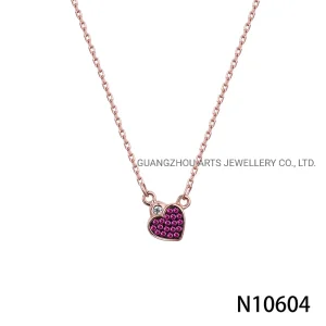 Red Corundum Silver Heart Necklace