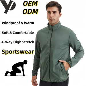 Stand Collar Zip up Jacket Windproof Outdoor Sportswear Long Sleeve Top for Running and Fitness