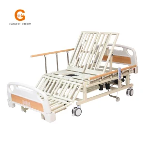 Medical Equipment Multi Function Foldable Electric ICU Hospital Bed Home Care Nursing Bed with Casters Manufacturers