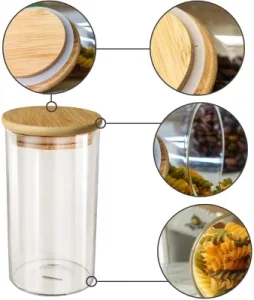 Food Safe Grade Glass Bottle Glassware with Bamboo Cap