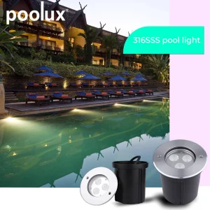 High Quality 304 Stainless Steel LED Pool Light IP68 Waterproof Single Color RGB DC24V 12W Inground Solar Pool Light