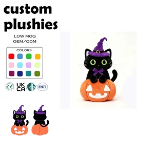 Custom Halloween Plush Toy OEM ODM Witch Hat Delicate Stuffed Animal for Holiday Decoration Fans Souvenir Cosplay Kids Gift