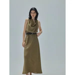 Vestido maxi sin mangas de lino