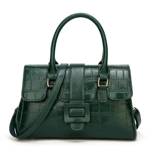 New Elegant Croc Embossed PU Leather Lady Handbag with Long Shoulder Strap