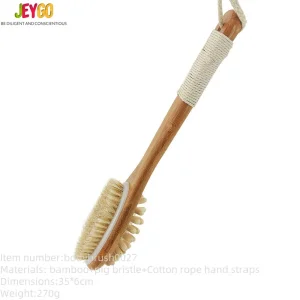 Escova de Banho de Cerdas de Bambu Personalizada com Cabo Longo e Ecológica para Massagem Corporal e Esfoliação