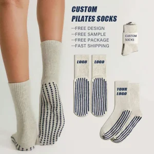 Meias de Yoga e Pilates de Algodão Antiderrapantes com Logo Personalizado da OEM