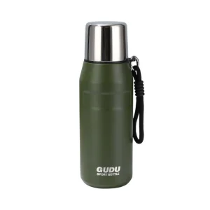 650ml Big Food Grade Stainless Steel Vacuum Sport Thermos Water Bottle Outdoor Travel Flask with Grip Rope