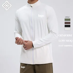 Outdoor Cycling Jacket Men's Stand Collar Solid Color Casual Fashion Running Fitness Training Long Sleeve Gym Wear Shirt