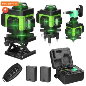 Cisivis 16-Line 515nm Green Rotary Laser Level Kit 20m Range ±1mm/7m Self-Leveling with 2 Batteries for Indoor Renovation OEM Wholesale