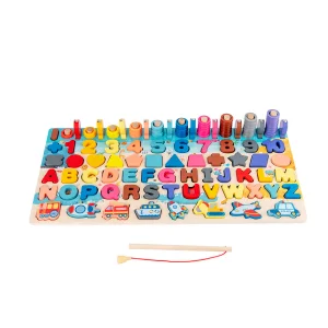 Traffic Logarithmic Board Early Education Threadable Number Shape Matching Math Cognitive Wooden Toy for Kids