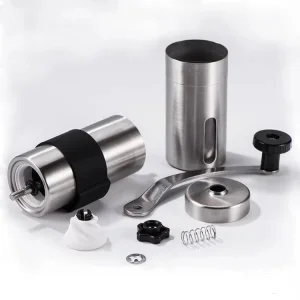 Molino de café portátil mini de cerámica con muelas conveniente 304 manivela de acero inoxidable con características para hacer té y café