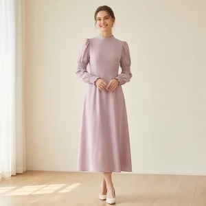 Vestido Midi Casual Elegante Modesto
