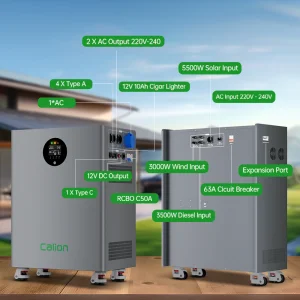 Calion Home Solar Battery System All-in-one Stackable 12kW Hybrid Grid Inverter 51.2V 314Ah 16/32kWh LiFePO4 Lithium Battery CAN