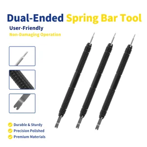 Stainless Steel Watch Repair Tools Spring Bar Remover Adjuster Non-Damaging Operation 141x8mm 13g Black Removing Adjusting Watch