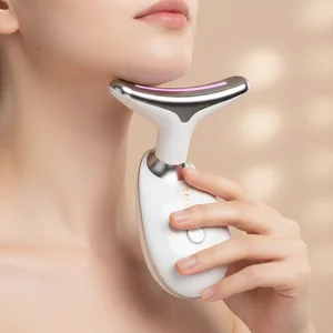 Custom Logo Skin Tightening Facial Lift Neck Lift Beauty Device 3 Colors Led Photon Therapy Vibrating Face Massager Hot in 2026