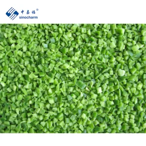 Sinocharm Brc Aprobado 10*10 mm Dados Frescos Crujientes Pimiento Verde Congelado en Cubos IQF Pimiento Verde