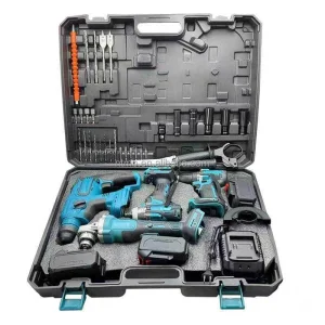 4-in-1 Cordless DIY Home Improvement Drill Set with Adjustable Torque Impact Socket Wrench Includes Hex Wrench Tool