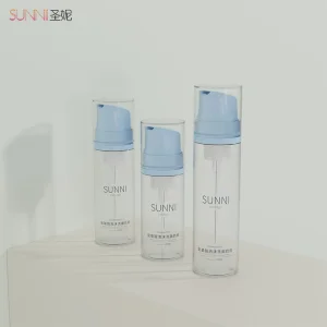 Green mousse facial cleanser bottle