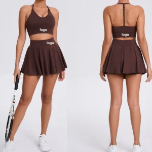 Wholesale Women Stretchy Tennis Skirt Bra Set