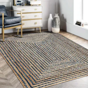 Wool and Sisal Blend Handmade Braid Rug Soft and Comfortable for Living Room and Hallway Flooring
