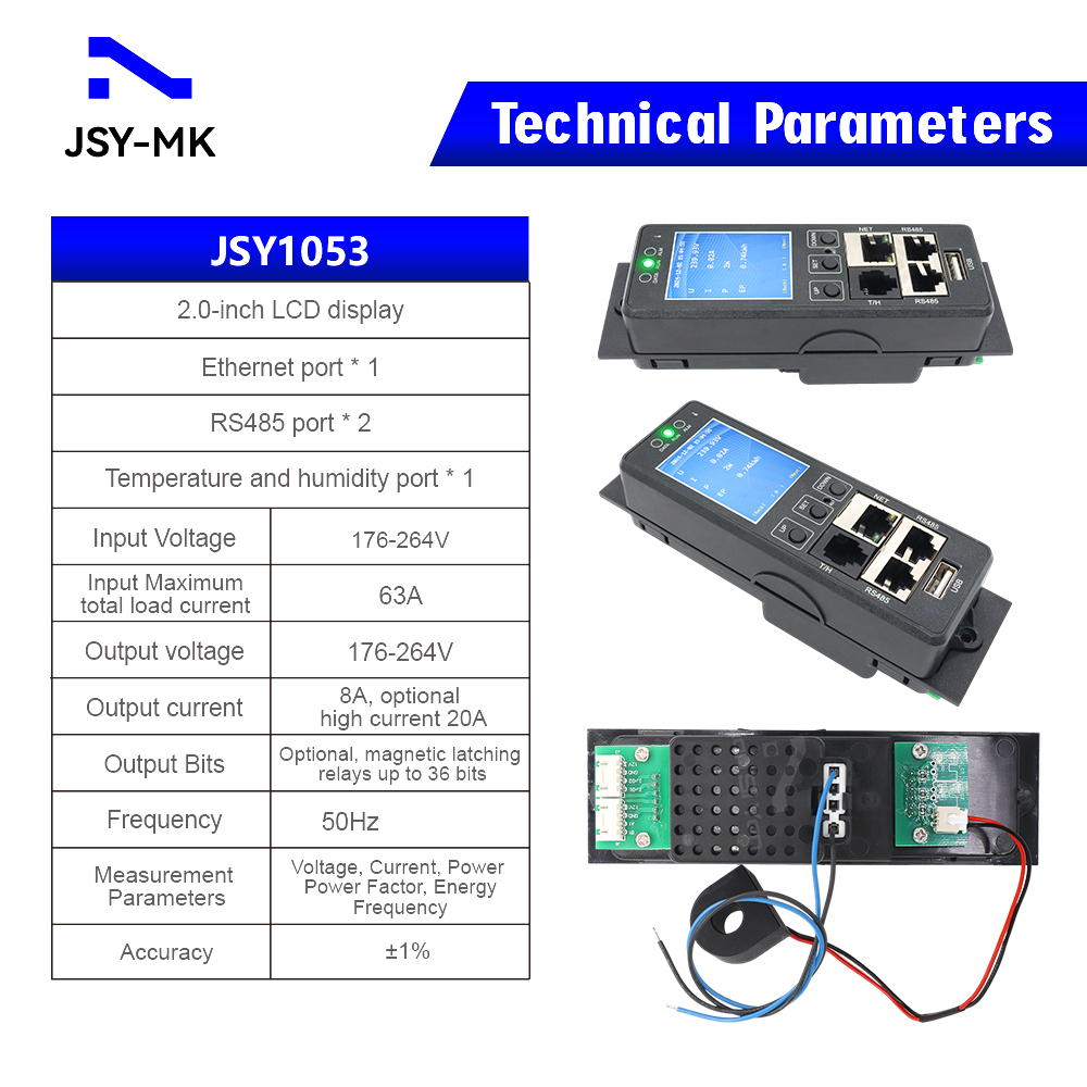 JSY1053 220V 63A Single-Phase Intelligent IP PDU Meter Energy Monitor Power Distribution Unit For Data Centers Rack Cabinet