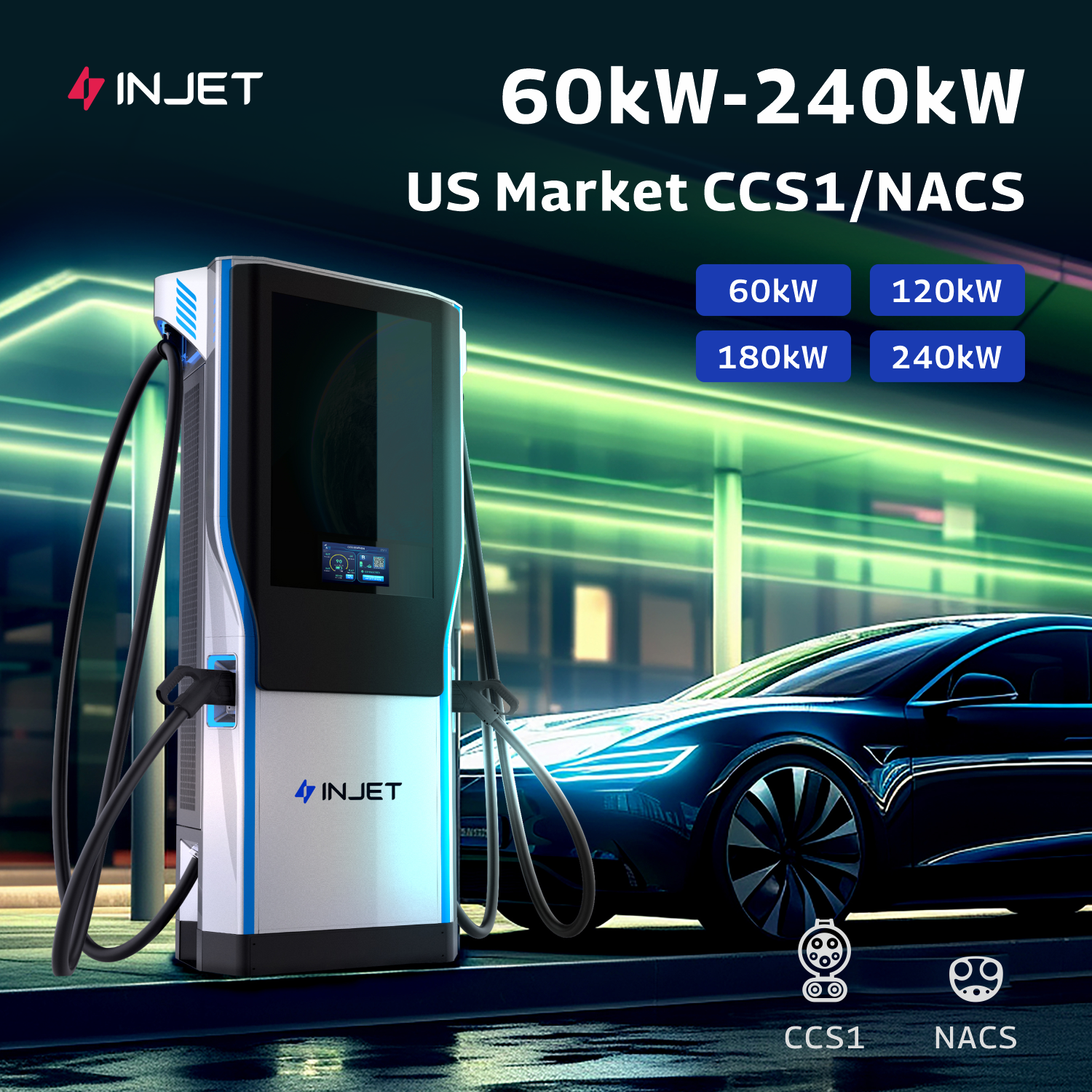 Intelligent Solar Powered EV Charger Easily Integrated Into Solar Storage System US 300V - 1000V Commercial EV Charging Station