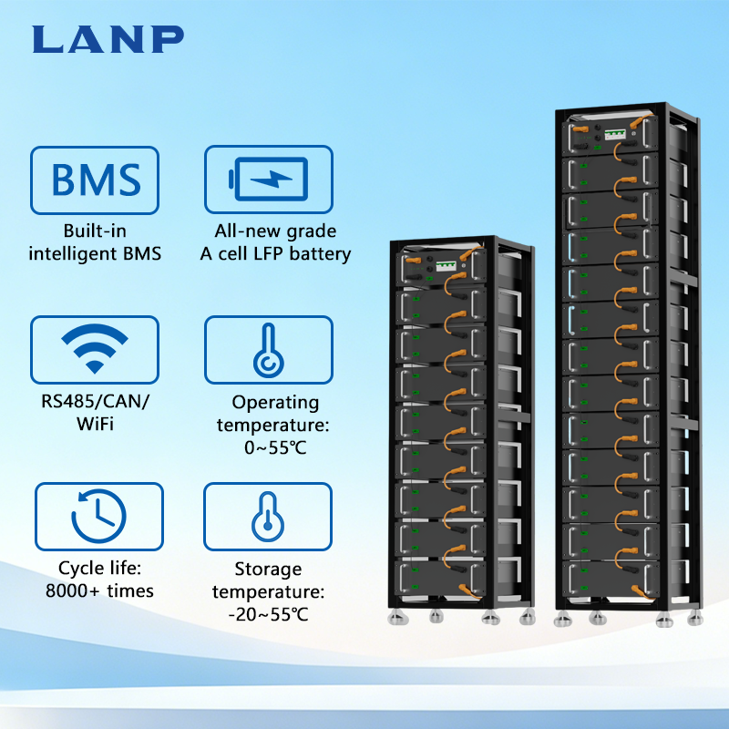 Stackable High Voltage 614.4V 122.88kWh Energy Storage Battery System Rack-Mounted Solar LiFePO4 with Smart BMS 8000 Cycles