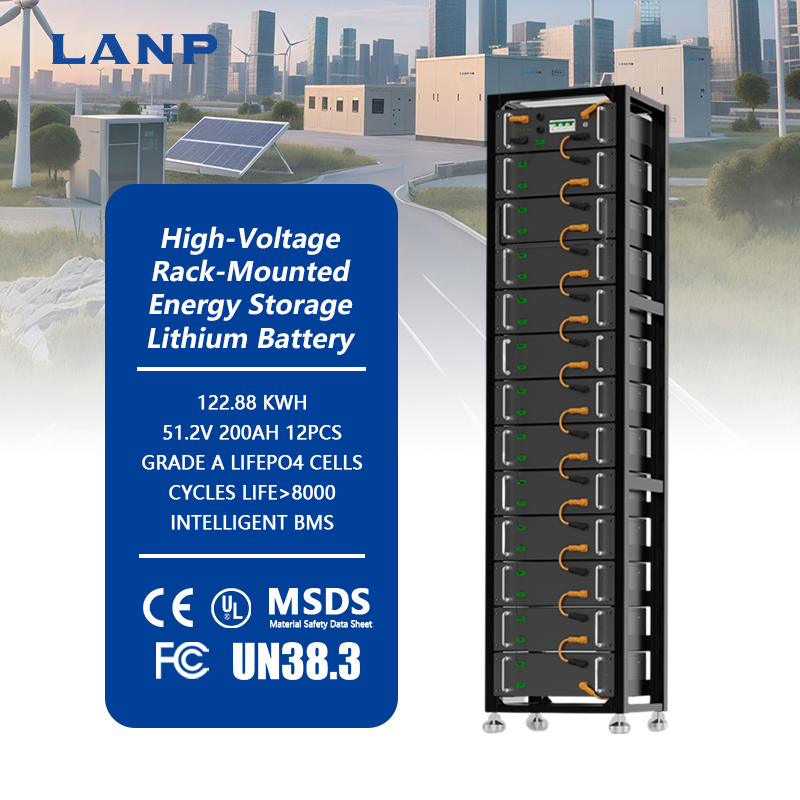Stackable High Voltage 614.4V 122.88kWh Energy Storage Battery System Rack-Mounted Solar LiFePO4 with Smart BMS 8000 Cycles