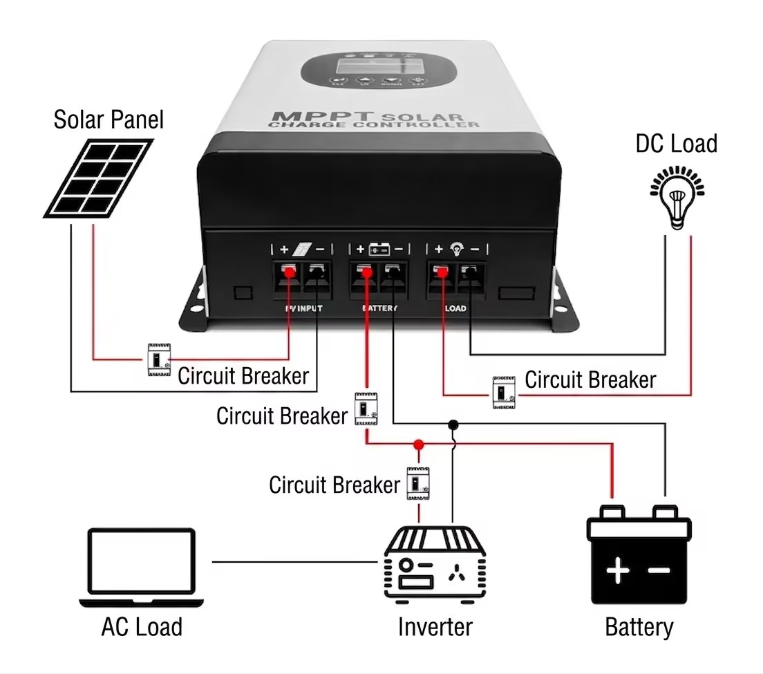 40A/96V Smart MPPT Charge Controller Large Cross-Section Terminal Auto System Voltage Low Loss Pure Sine Wave for Solar Backup