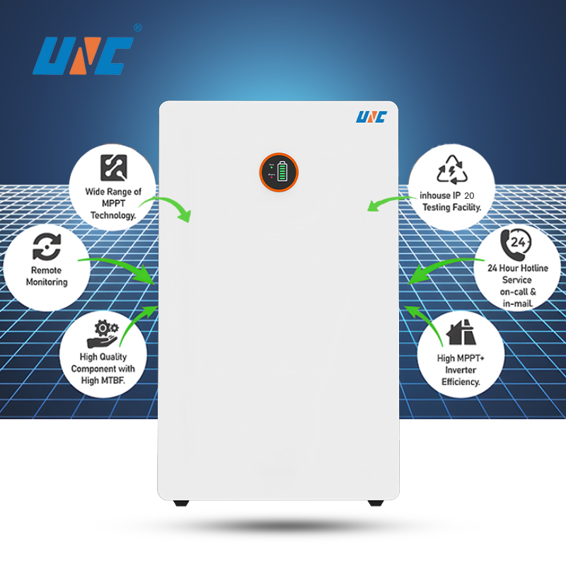 Home Solar Hybrid Split System 6kWh Wall-Mounted Backup Power Storage LiFePO4 Battery Smart BMS CAN Communication 5-Year