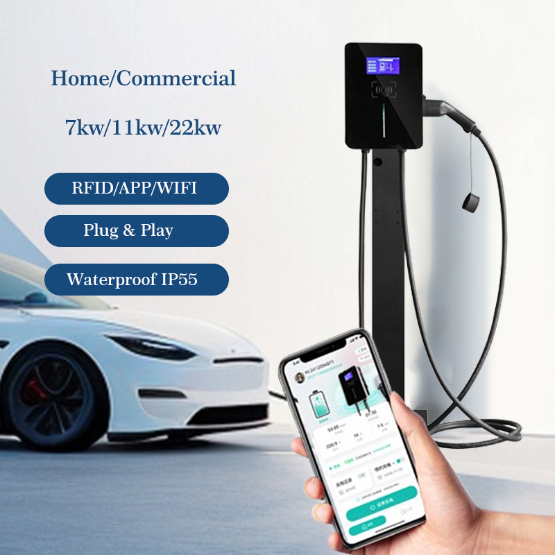 EV 7kW Household Electric Charging Station Car Charger Hybrid Solar Charging System for Home Use with Wifi APP