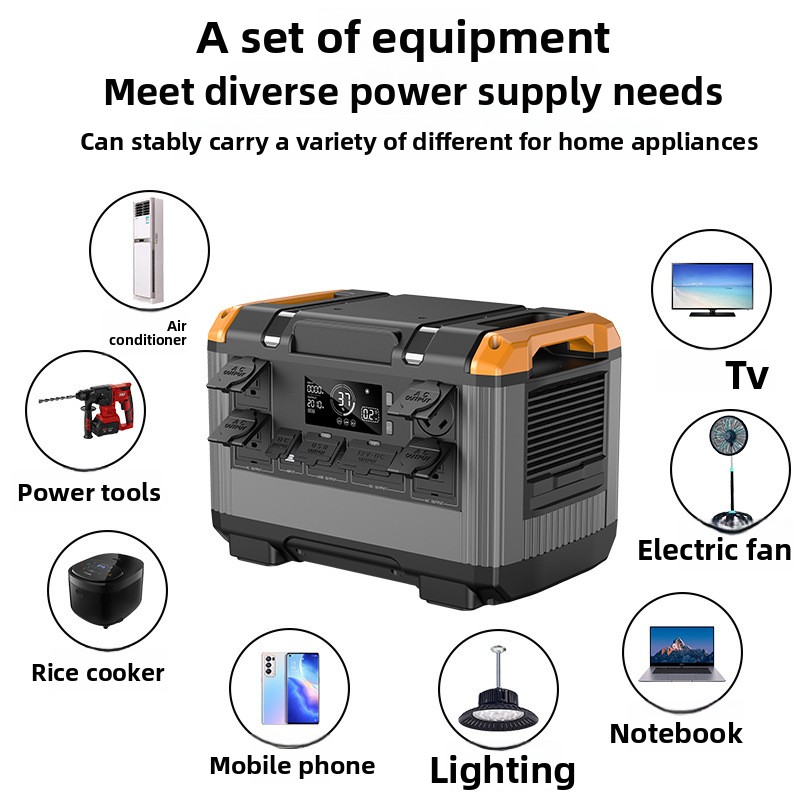 Off-grid Energy Storage Solar Power Generation System LiFePO4 Battery Pure Sine Wave Inverter 2400W 2000WH Integrated Machine