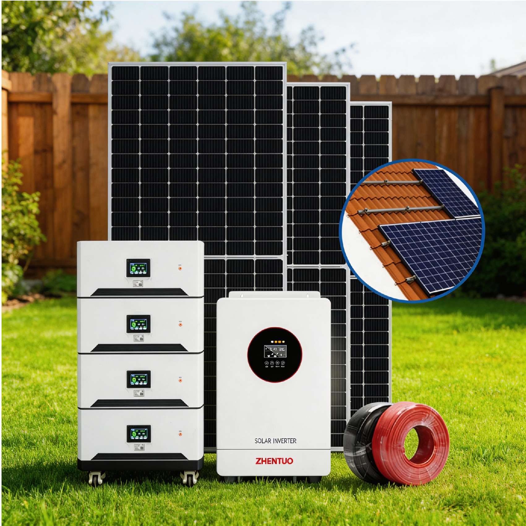 CE TUV for 5KW Off-grid MPPT Solar Power System Pure Sine Wave Inverter Lifepo4 Lithium Battery Residential Use Complete