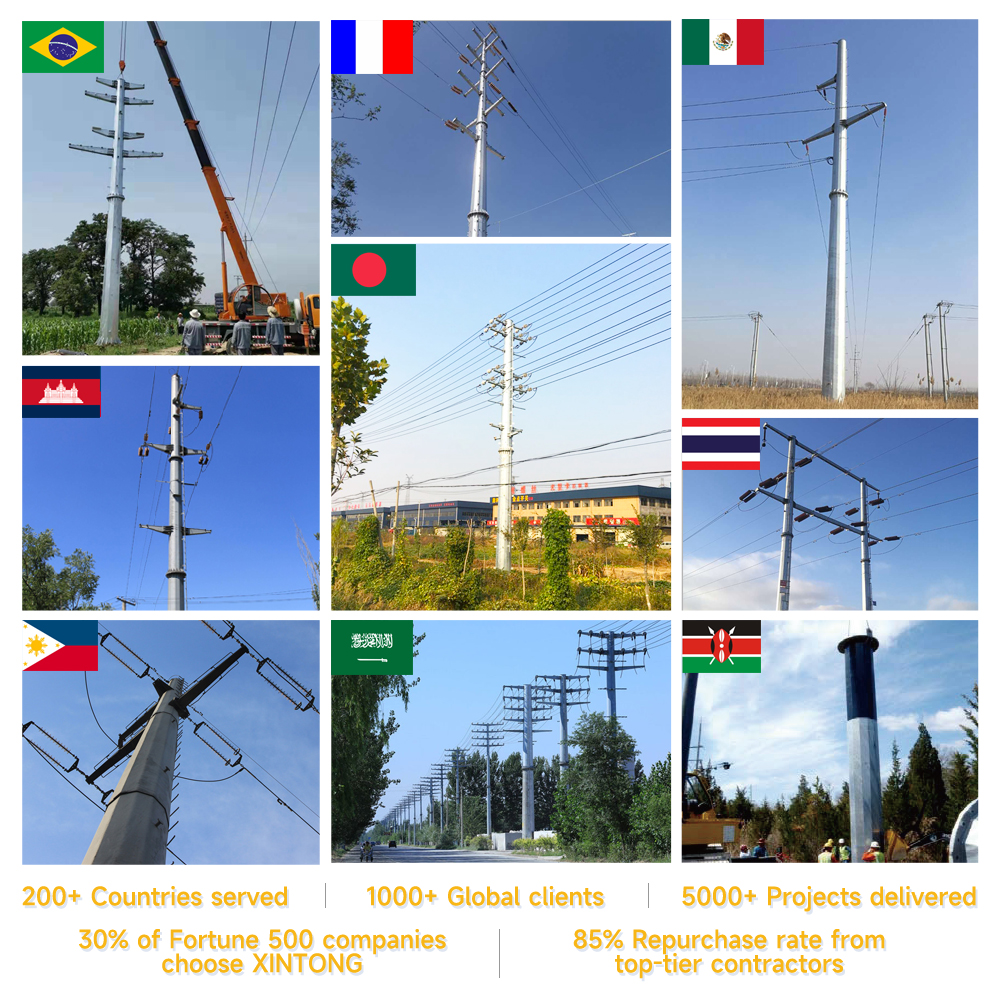 Sustainable Q235Q345 Hot-Dip Galvanized Power Distribution Pole for Renewable Energy Projects
