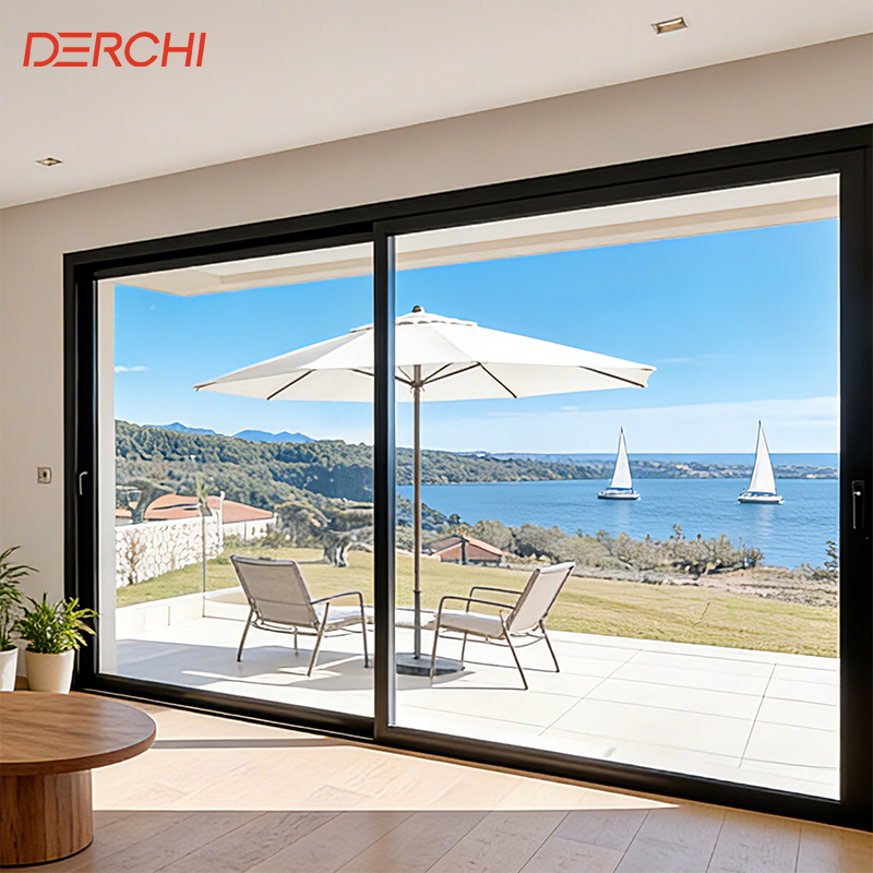 DERCHI Heavy-Duty Modern Energy Efficient Sliding Doors External Double Glass Slide Patio Doors And Windows For Home