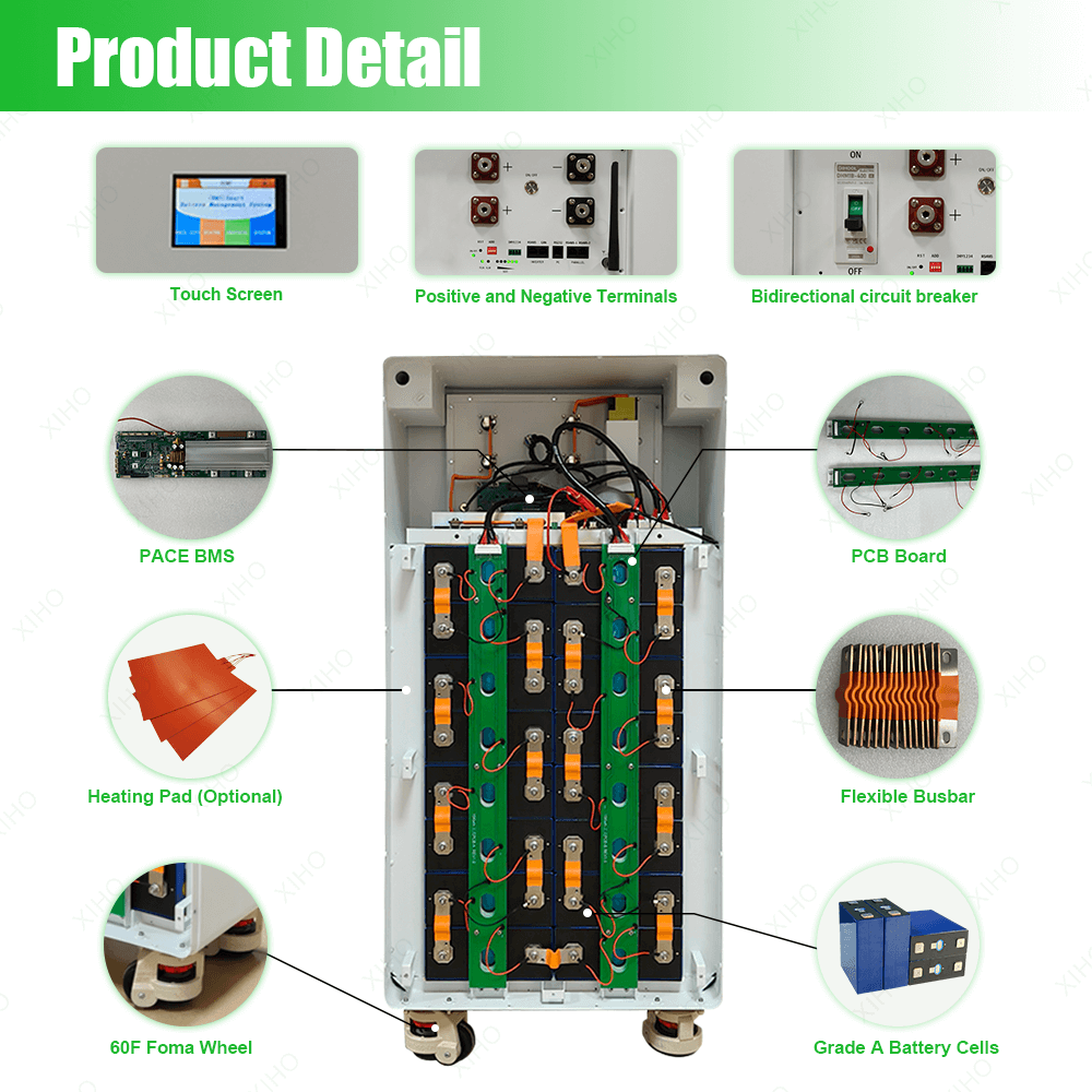 Xiho 48V 51.2V 280Ah 314Ah 345AH Floor-Standing Lifepo4 Battery DIY Box 16kWh Home Solar Energy System Kits JK PACE 16S 200A Bms