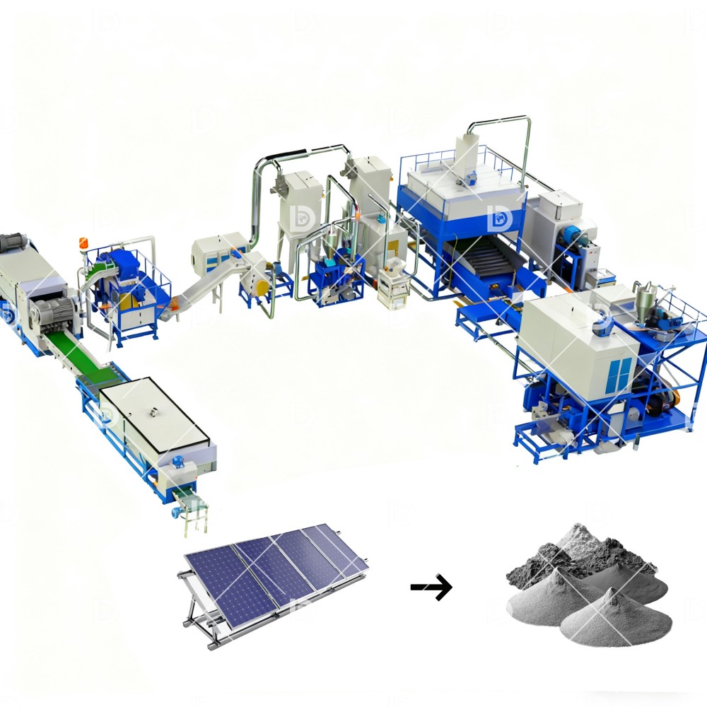 Full Automatic Recycling Solar Panels E Waste Recycling Line Photovoltaic Solar Panels Recycling Machine