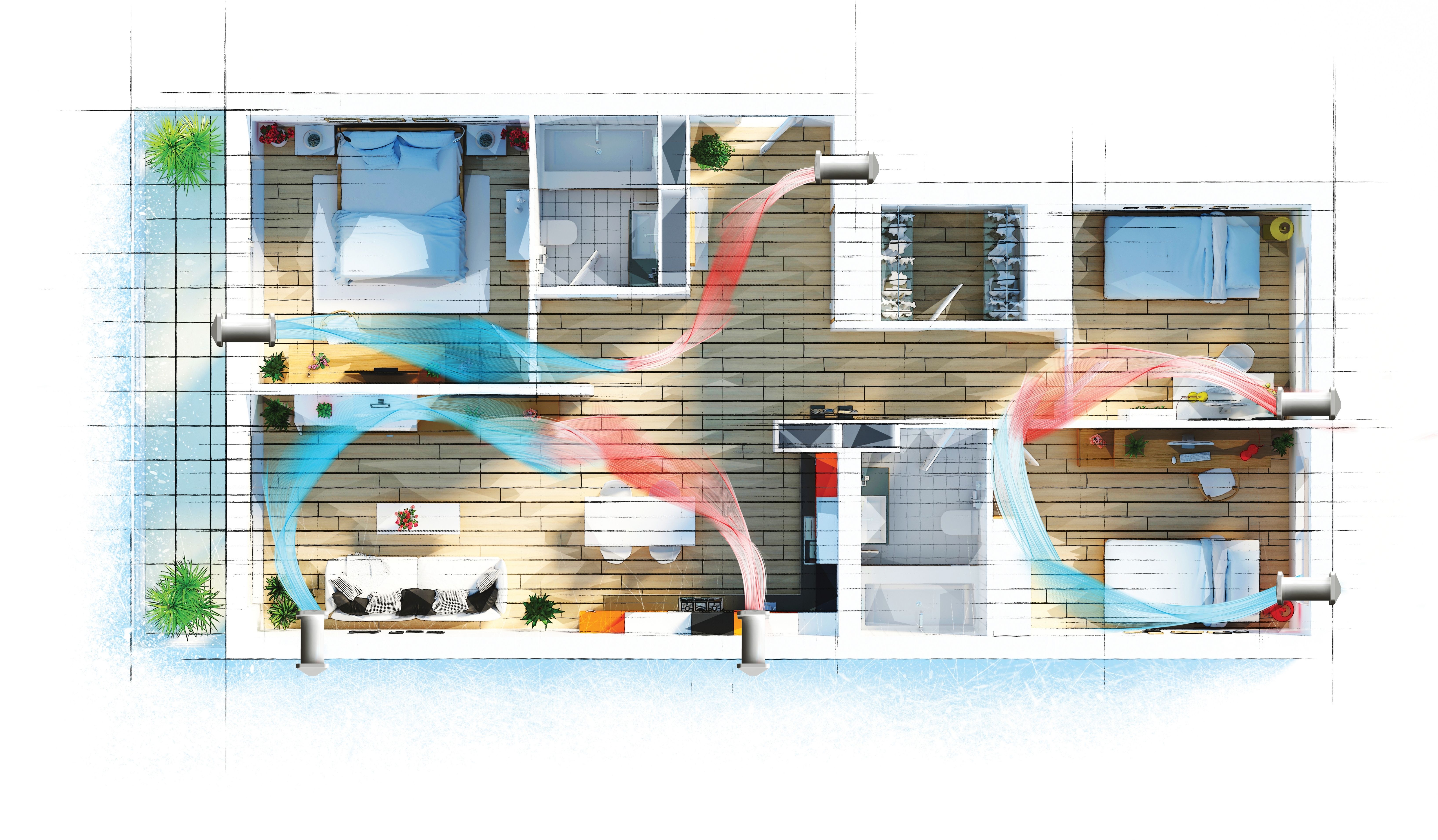 Pre Construction BSK-ZEPHYR EPS Block Wall-Type Industrial Modern Design Dust Proof Energy Recover Clean Air System for High