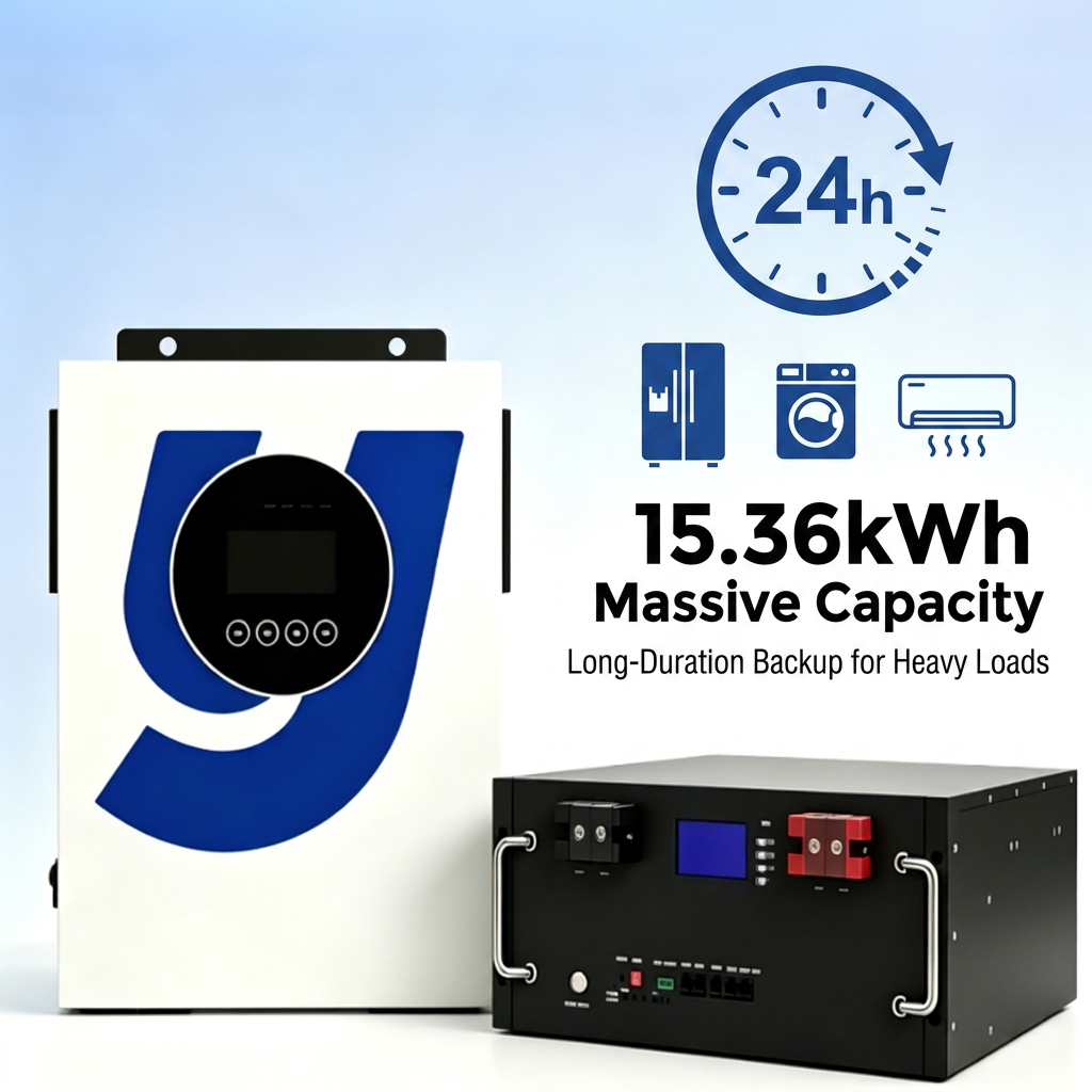 OEM 6.2kW 48V Hybrid Solar System 15kWh Lithium Battery Storage 300Ah LiFePO4 ESS with Smart Automatic Grid Switching Function
