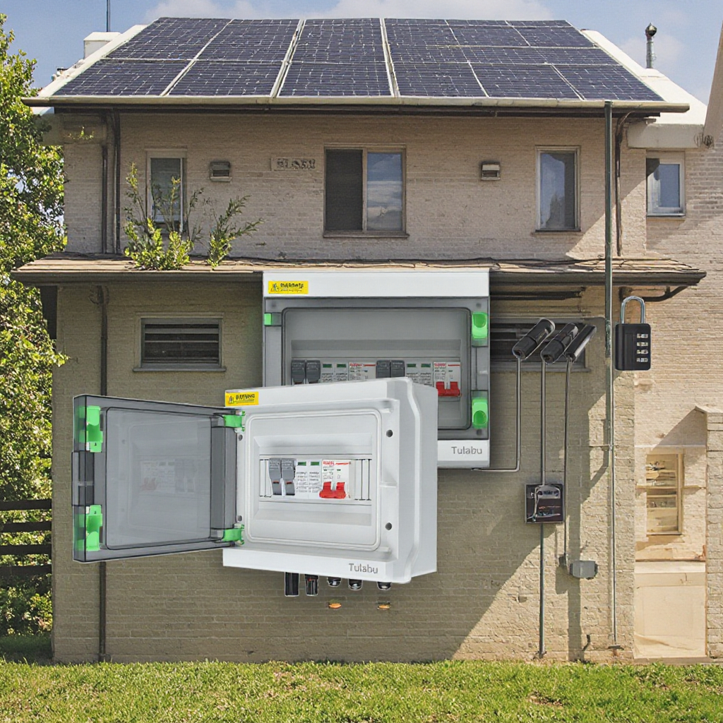 Tulabu 2-In &amp; 2-Out PV Combiner Box 25A 1000V DC Isolation Equipment with SPD Breaker for Solar Panel Power Distribution